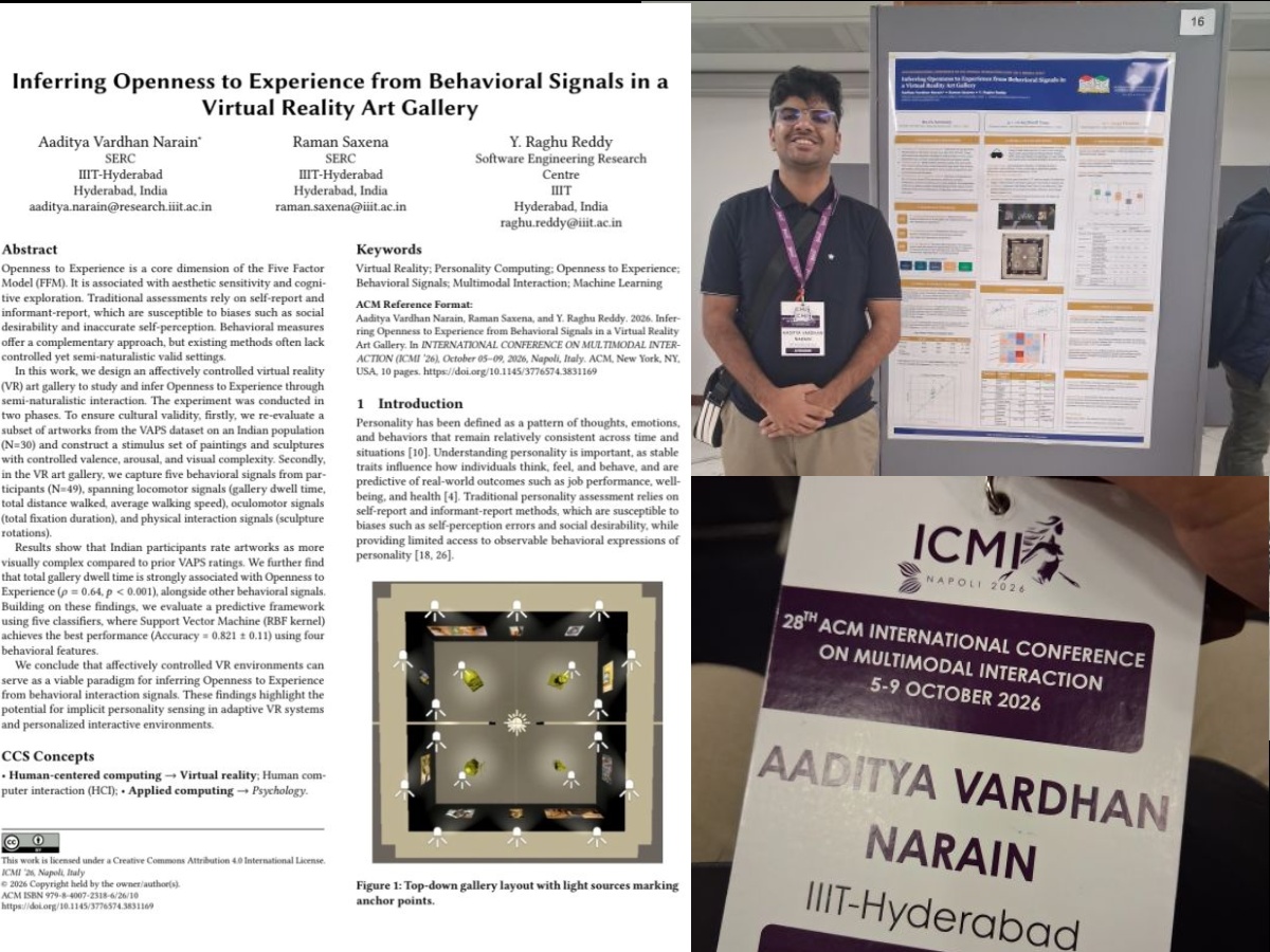 Aaditya Vardhan Narain Presents a Research Paper Co-Authored with Dr. Raman Saxena and Prof. Y. Raghu Reddy at ICMI 2026 - Image 1